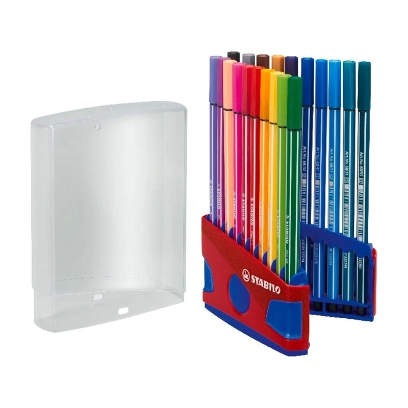Estojo Stabilo Premium Pen 68 com 20 marcadores - Ponta de fibra - Aprox. Curso de 1mm. - Alto brilho e luminosidade das cores