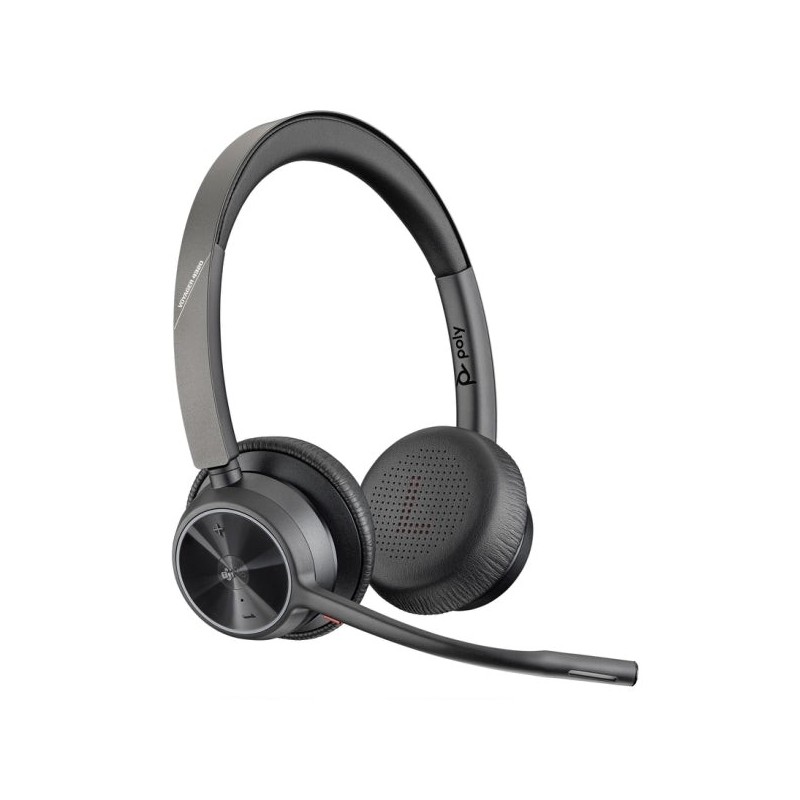 HP Poly Voyager 4320 UC M Bluetooth Headphones with Microphone - Padded Ear Pads - Controls on Headphone - Color Black