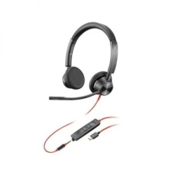 Auscultadores HP Poly Blackwire 3225 com microfone - USB + conector de 3,5 mm - Controlos no cabo - Adaptador USB-C/A - Cor
