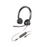 HP Poly Blackwire 3225 Headphones with Microphone - USB + 3,5mm Jack - Cable Controls - USB-C/A Adapter - Black Color