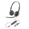 Casque HP Poly Blackwire 3220 USB-C avec microphone - Oreillettes rembourrées - Commandes par câble - Adaptateur USB-A