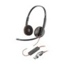 Casque HP Poly Blackwire 3220 USB-C avec microphone - Oreillettes rembourrées - Commandes par câble - Adaptateur USB-A