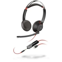 Auscultadores HP Poly Blackwire 5220 USB-C com microfone - Cancelamento de ruído - Arco de metal acolchoado