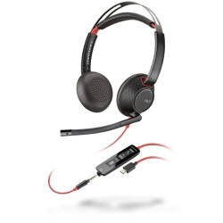 HP Poly Blackwire 5220 USB-C Auriculares con Microfono - Cancelacion de Ruido - Diadema Metalica Acolchada - Almohadillas de