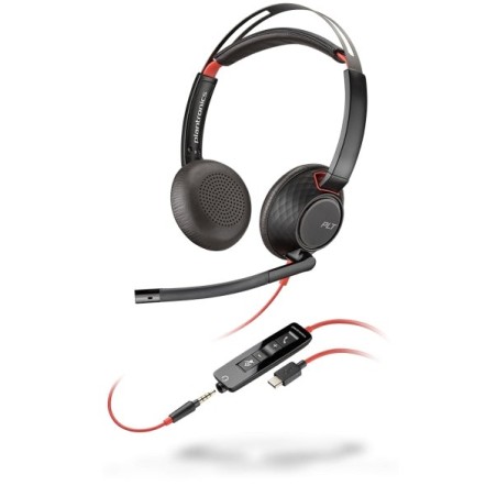 HP Poly Blackwire 5220 USB-C Auriculares con Microfono - Cancelacion de Ruido - Diadema Metalica Acolchada - Almohadillas de