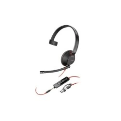 Auscultador monoaural HP Poly Blackwire 5210 com microfone - Cancelamento de ruído - Arco de metal acolchoado