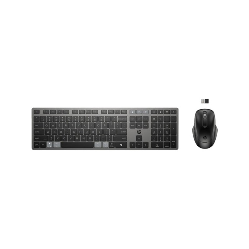 HP 725 Rechargeable Multi-Device Wireless Keyboard and Mouse Combo - Bluetooth + 2,4GHz - 22 Programmable Keys - Copilot Key