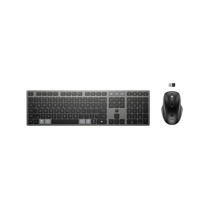 HP 725 Rechargeable Multi-Device Wireless Keyboard and Mouse Combo - Bluetooth + 2,4GHz - 22 Programmable Keys - Copilot Key