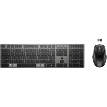 HP 725 Rechargeable Multi-Device Wireless Keyboard and Mouse Combo - Bluetooth + 2,4GHz - 22 Programmable Keys - Copilot Key