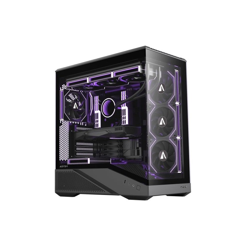 Abysm Arian Frame A400 Black ATX, ITX, Micro ATX Tower Case - Side and Front Tempered Glass - 3,5" and 2,5" - USB-A, USB-C and