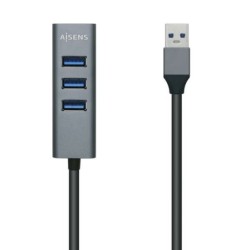 Hub USB 3.0 de alumínio Aisens - Tipo A Macho para 4xTipo A Fêmea - 10cm
