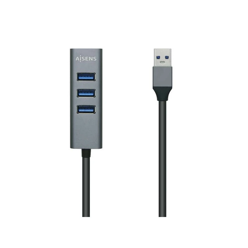 Aisens Hub USB 3.0 Aluminio - Tipo A Macho a 4xTipo A Hembra - 10cm