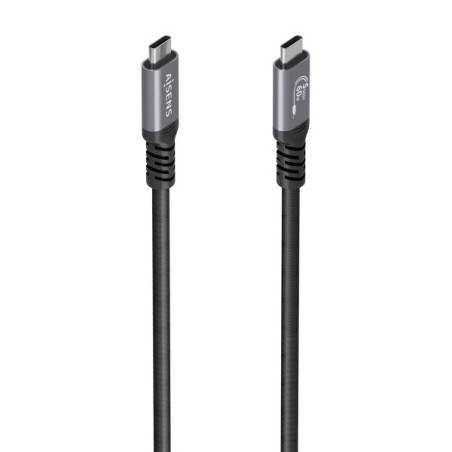 Aisens USB-C Male Cable - Supports up to 60W - Length 7m - Transfer Speed ​​up to 5Gbps - 4K Resolution - Aluminum - Black Color