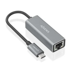 Conversor Aisens USB3.1 GEN1 USB-C para Gigabit Ethernet 10/100/1000 MBPS - 15cm - Cor Cinzenta