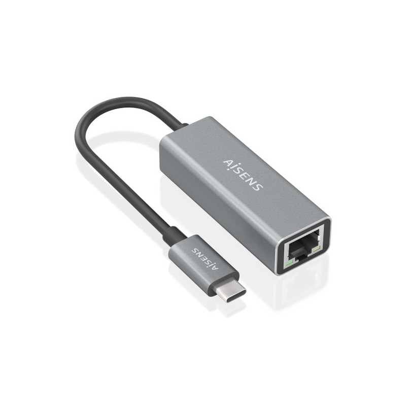Conversor Aisens USB3.1 GEN1 USB-C para Gigabit Ethernet 10/100/1000 MBPS - 15cm - Cor Cinzenta
