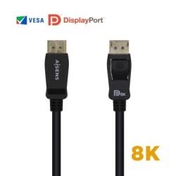 Cabo Displayport Certificado Aisens V1.4 8K@60hz - DP/M-DP/M - 2,0m - Cor Preta