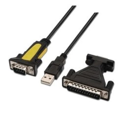 Convertisseur USB vers série Aisens - Type A mâle vers RS232 DB9/M DB25/M - 1,8 m - Couleur noire