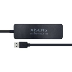 Aisens HUB USB 3.0 - Tipo A Macho para 4xTipo A Fêmea - 30cm - Cor Preta