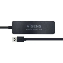 Aisens HUB USB 3.0 - Tipo A Macho para 4xTipo A Fêmea - 30cm - Cor Preta