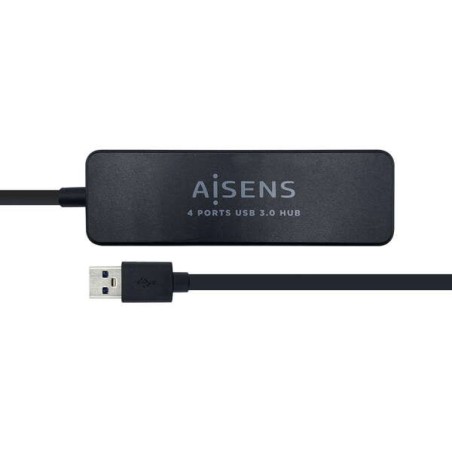 Aisens HUB USB 3,0 - Type A Male to 4xType A Female - 30cm - Black Color