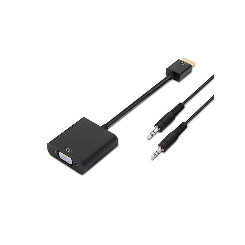 Aisens Convertisseur HDMI vers SVGA+Audio - HDMI A Mâle-SVGA Femelle+JACK 3.5/H - 10 cm+1.0m - Couleur Noir