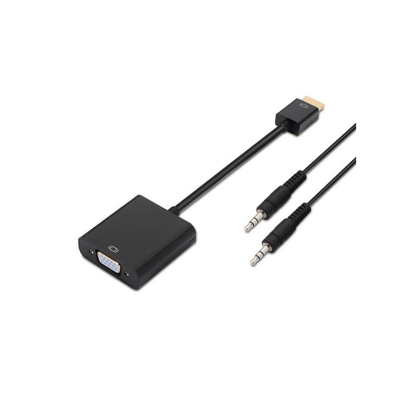 Conversor Aisens HDMI para SVGA+Áudio - HDMI A Macho-SVGA Fêmea+JACK 3.5/H - 10 cm+1.0m - Cor Preta