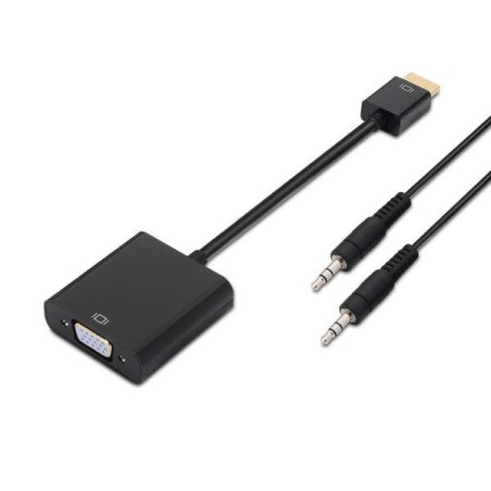 Aisens HDMI to SVGA+Audio Converter - HDMI A Male-SVGA Female+JACK 3,5/H - 10 cm+1,0m - Black Color