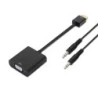 Conversor Aisens HDMI para SVGA+Áudio - HDMI A Macho-SVGA Fêmea+JACK 3.5/H - 10 cm+1.0m - Cor Preta