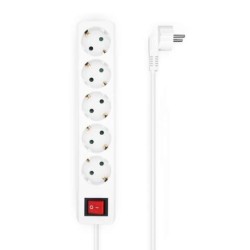 Aisens Power Strip with 5 Schuko Outlets with 1,4m Cable - On/Off Switch - Child Protection - White Color