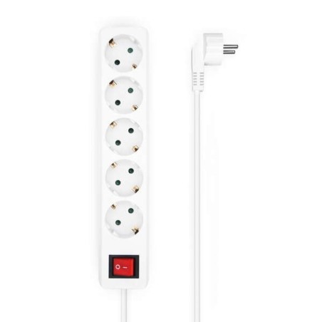 Aisens Power Strip with 5 Schuko Outlets with 1,4m Cable - On/Off Switch - Child Protection - White Color
