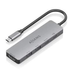Aisens USB-C Dock 5 in 1 - USB-C to 1xHDMI - 2xUSB-A - 1xUSB-C - 1xUSB-C PD 100W - 15cm - Color Gray