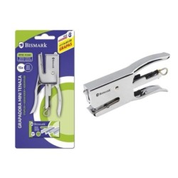 Bismark Grapadora Mini Tenaza Cromada + 2000 Grapas - Capacidad de Grapado 15 Hojas - Diseño Ergonomico - Alta Durabilidad