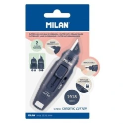 Cortador de lâmina de cerâmica substituível Milan Collection 430 - Lâmina com protetor - Trava de segurança - Cor azul