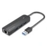 Vention USB Hub 4 in 1 - 3xUSB-A - RJ45 Ethernet - 15cm USB-A Cable - LED Indicator - Speed ​​up to 5Gbps - Black Color