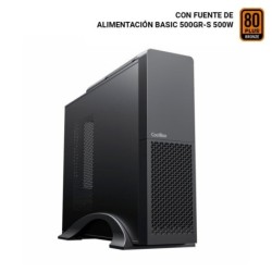CoolBox T313 Slim Micro ATX Tower Case, Mini ITX - HDD Size 2,5", 3,5" - USB 3,0, USB-C - 500W Power Supply - Black Color