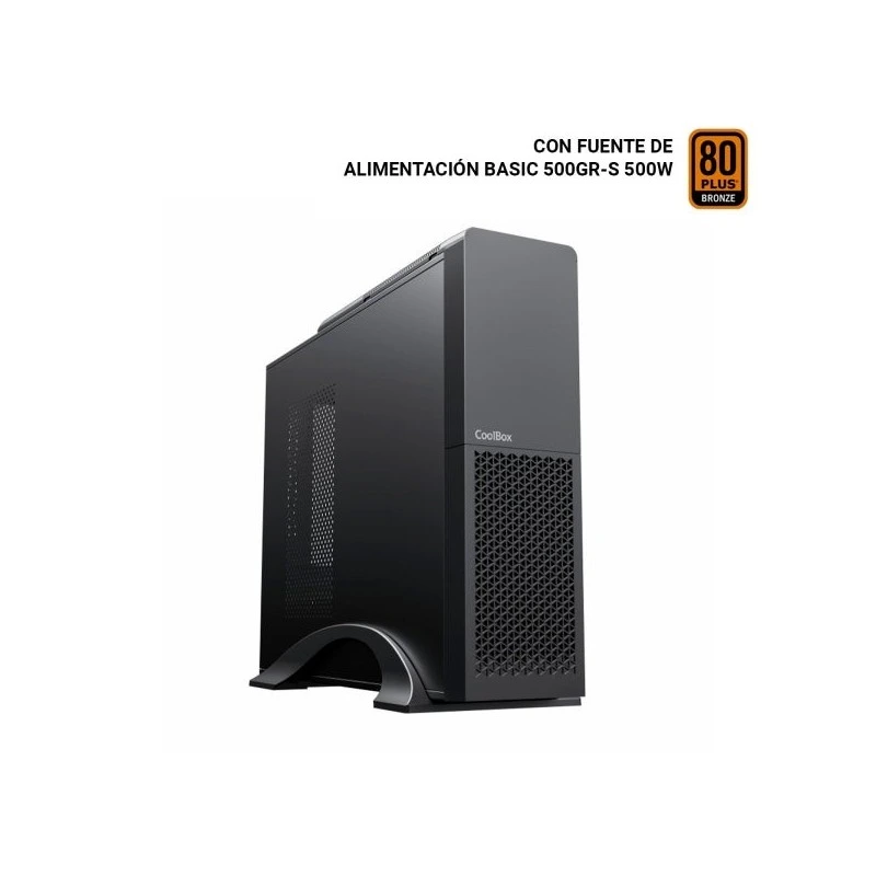 CoolBox T313 Slim Micro ATX Tower Case, Mini ITX - HDD Size 2,5", 3,5" - USB 3,0, USB-C - 500W Power Supply - Black Color