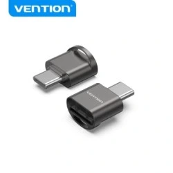 Lecteur de carte MicroSD Vention - Interface USB 2.0 - Type C - Procédé de galvanoplastie au nickel - Couleur noire