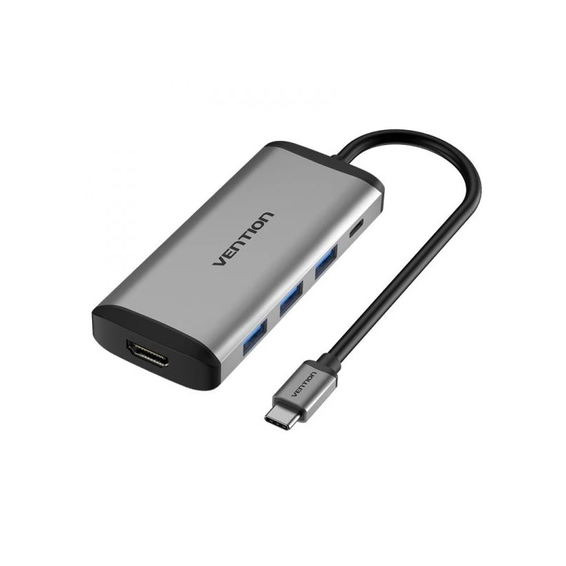 Vention Docking Station 5 in 1 USB-C to HDMI 4K/3xUSB3,0/PD100W - 0,15m - Color Gray