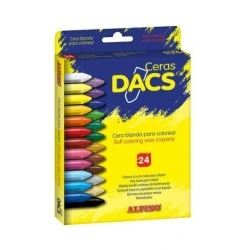 Alpino Dacs Pack de 24 Cires Colorées Douces - Texture Crémeuse - Miscible - Peinture Douce et Couvrante - Couleurs Assorties