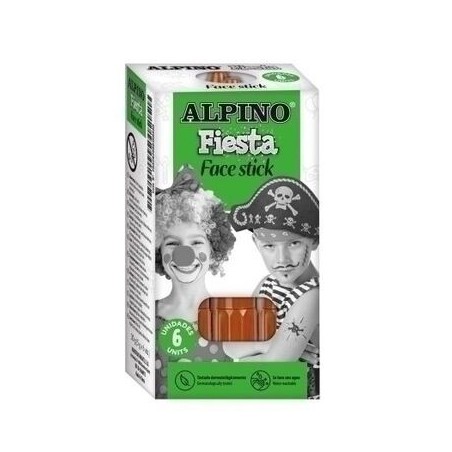 Pacote de bastões faciais Alpino Fiesta com 6 bastões de pintura facial - Sistema retrátil giratório - Lava com água - Testado