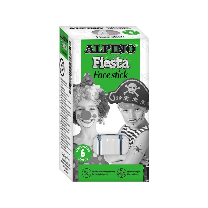 Pacote de bastões faciais Alpino Fiesta com 6 bastões de pintura facial - Sistema retrátil giratório - Lava com água - Testado