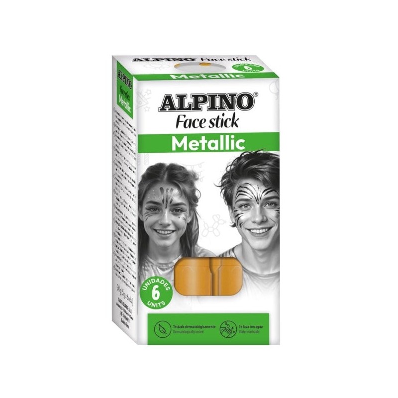 Alpino Fiesta Face Stick Pack con 6 Barritas de Pintura Facial - Sistema Retractil Giratorio - Se Lava con Agua - Testado