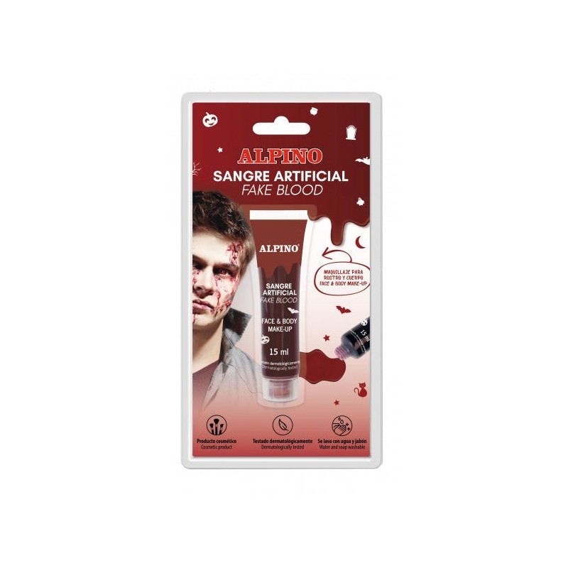 Alpino Artificial Blood Bottle 15ml - Viscose Texture - Realistic Color - Dermatologically Tested - Washes with Soap and Water