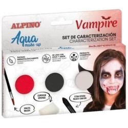 Alpino Aqua Make Up Vampire Characterization Set - 3 Compacts + Black Wax + Brush + Sponge