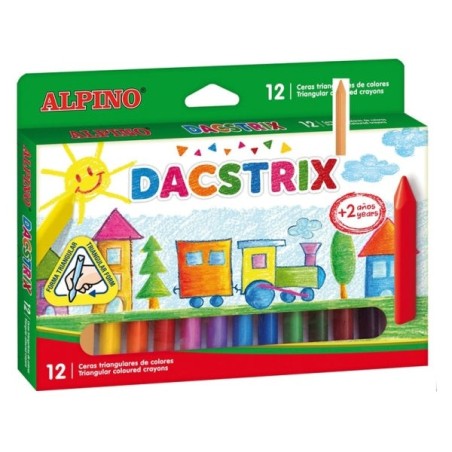 Alpino Dacstrix Pack of 12 Colored Semi-soft Waxes - Triangular Shape - Mixable - Non-Staining - Assorted Colors