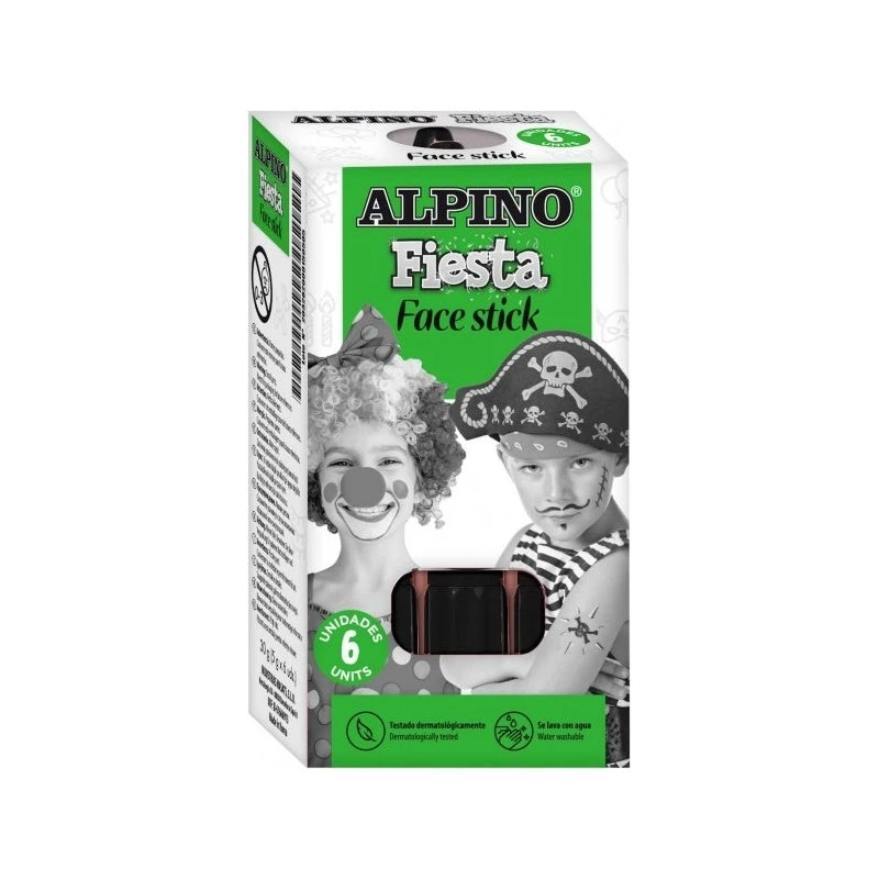 Alpino Fiesta Face Stick Pack con 6 Barritas de Pintura Facial - Sistema Retractil Giratorio - Se Lava con Agua - Testado