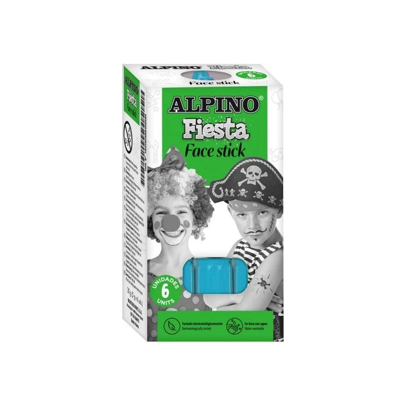 Alpino Fiesta Face Stick Pack with 6 Facial Paint Sticks - Rotating Retractable System - Washes with Water - Dermatologically
