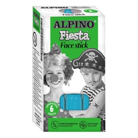 Pacote de bastões faciais Alpino Fiesta com 6 bastões de pintura facial - Sistema retrátil giratório - Lava com água - Testado