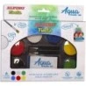 Alpino Fiesta Aqua Make-up Pack with Watercolor Makeup Palette with 6 Colors + 2 Brushes + Sponge and Instructions for Use