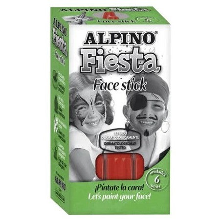 Alpino Fiesta Face Stick Pack con 6 Barritas de Pintura Facial - Sistema Retractil Giratorio - Se Lava con Agua - Testado